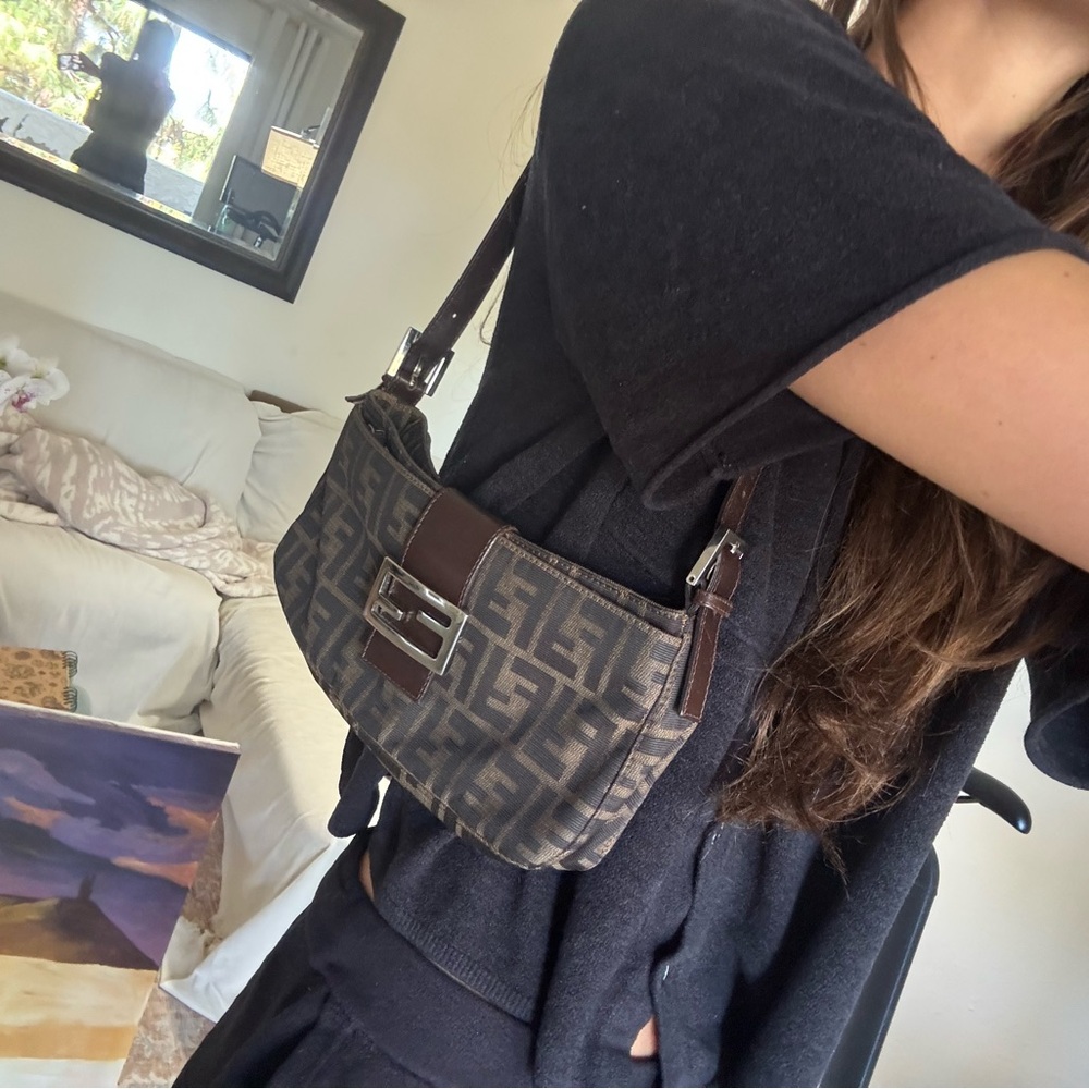 Fendi Dark Brown FF Monogram Shoulder Bag - Picture 10 of 10